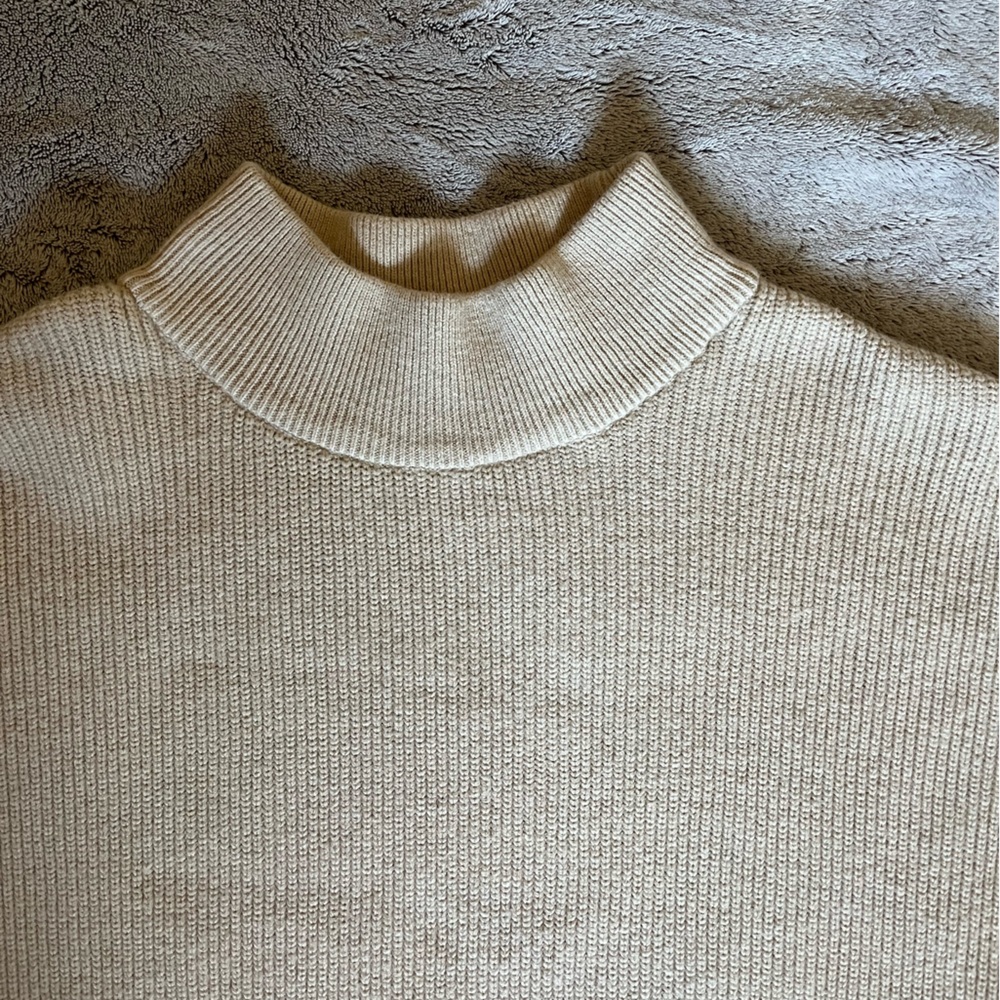Cream Long Sleeve Turtle Neck Knit Sweater - Picture 3 of 8